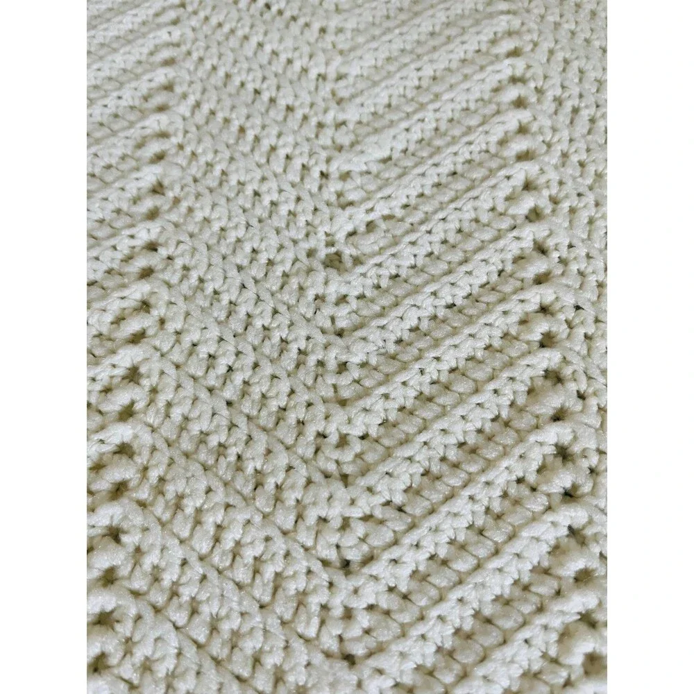 Vintage Handmade Crocheted Pale Yellow Baby Blanket